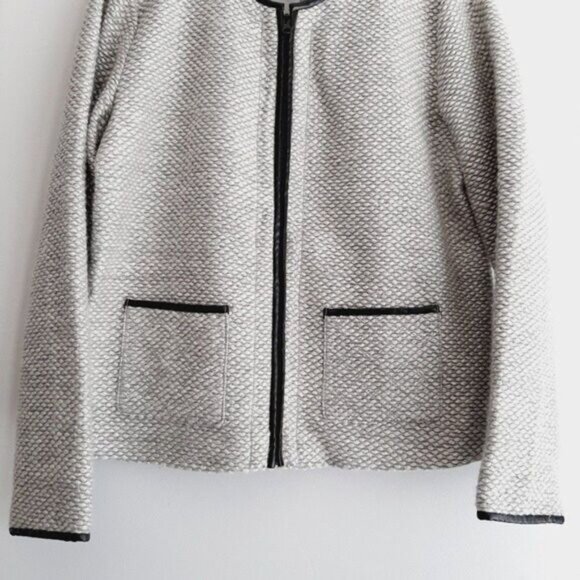 DANA BUCHMAN Wool Blend Textured Full-zip Blazer Jacket Grey Sz L - Picture 4 of 14